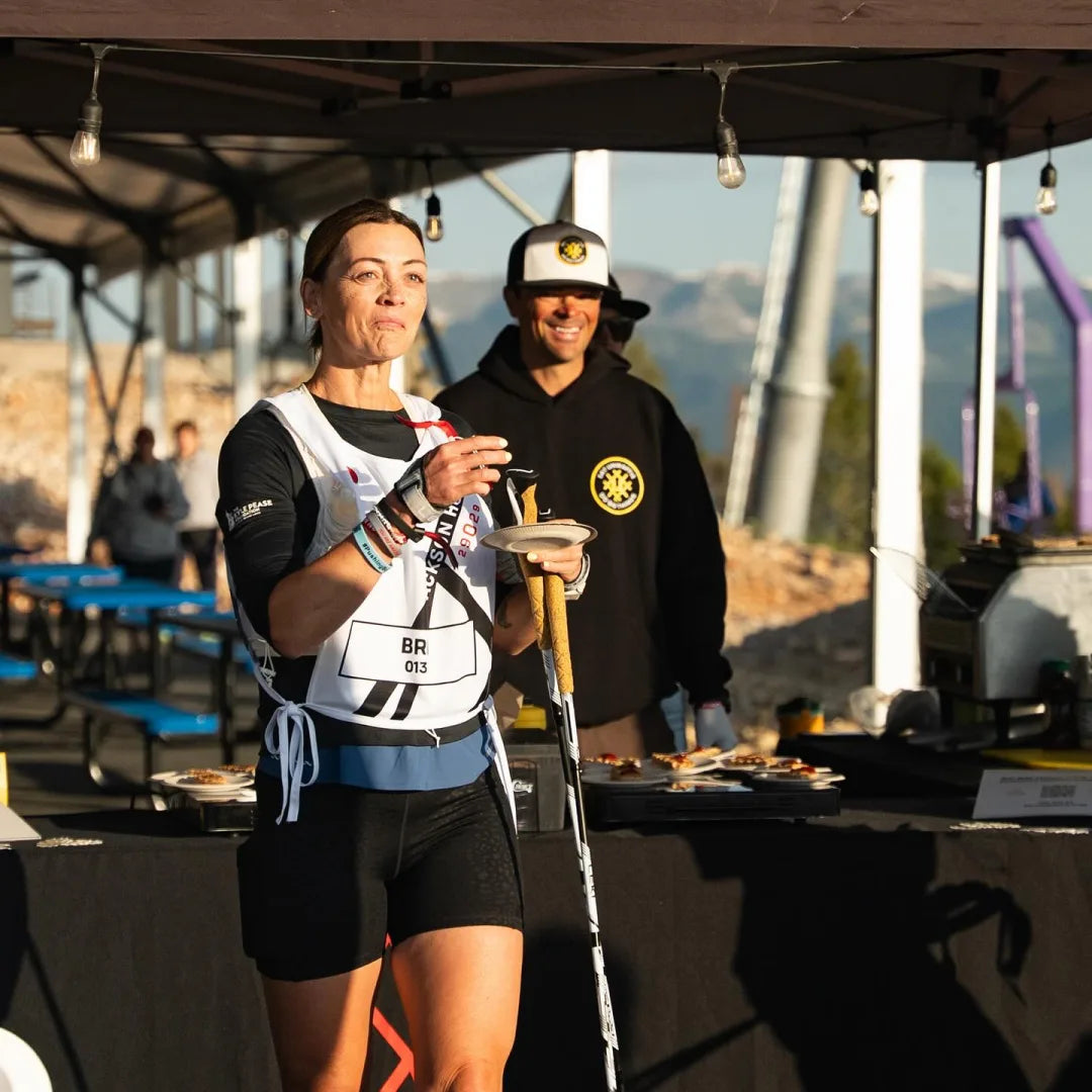 Founder Erik handing out Unwaffle samples at a Montana trail event